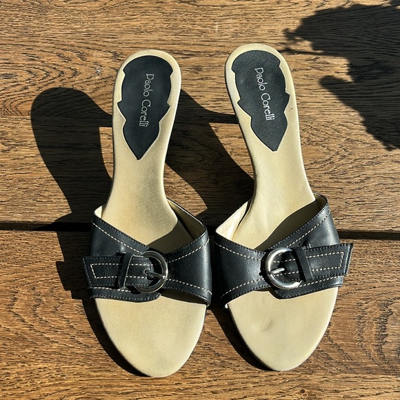 Cute 2” Heel Black Leather with Buckle - Picture 2 of 3